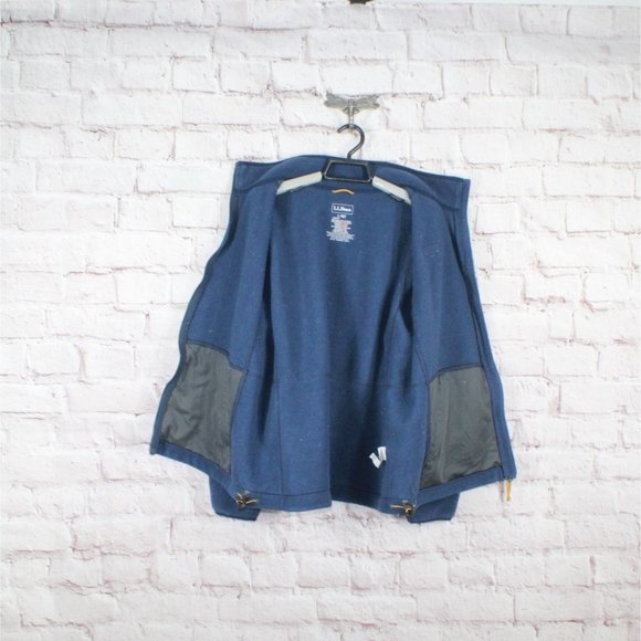 LL Bean Navy Polyester Smooth Rugged Sweater Fleece Full-Zip Jacket L Pet - Picture 5 of 9
